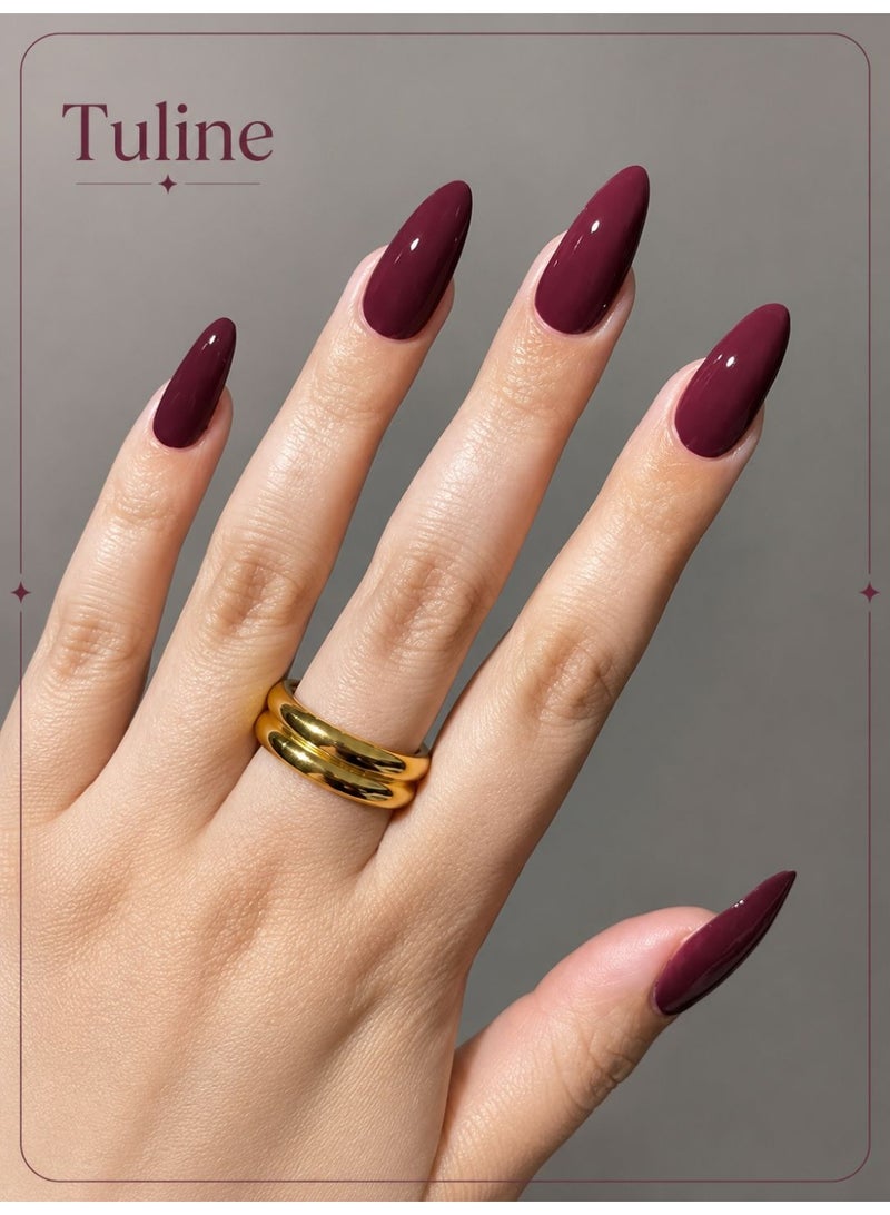 Tuline Transform Your Nails With,24pcs Long Almond Medium Fuchsia Solid Color Wear By Women And Girls Press On Nails Nail Supplies - Image 1