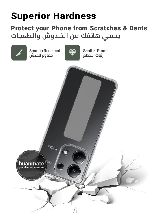 هووانميت حافظة لهاتف شاومي ريدمي نوت 13 - 4 جي، حافظة مغناطيسية ممتازة مع حامل مقبض يدوي ومسند - غطاء أنيق وعملي لقبضة معززة وراحة مطلقة وتجربة مشاهدة بدون استخدام اليدين - شفاف/أرمادي - Image 4