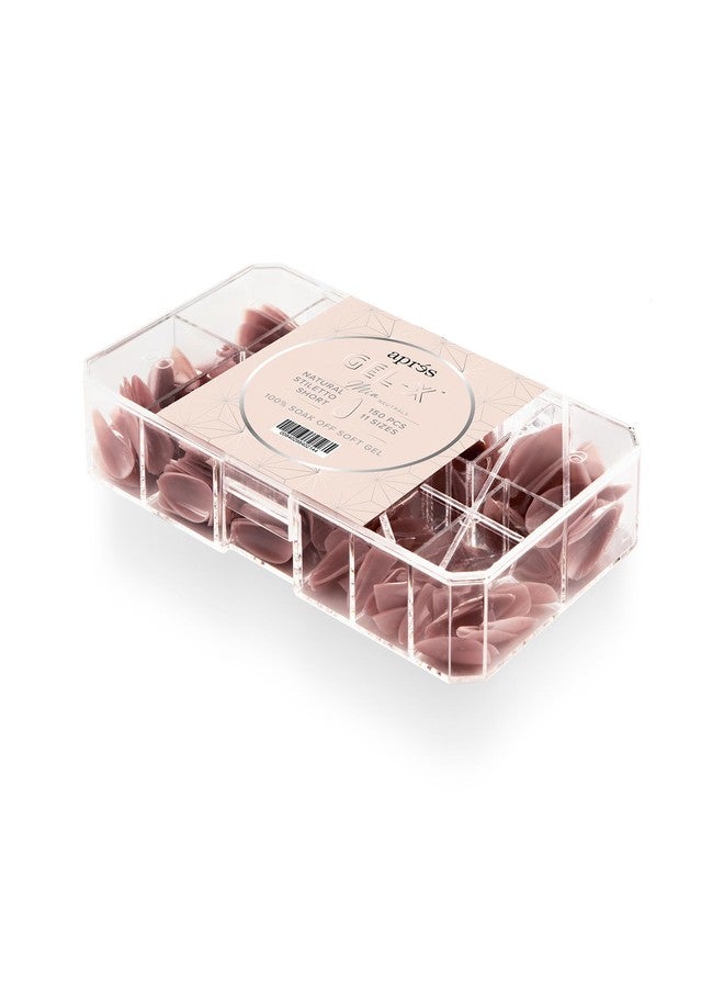 APRÉS Apres Neutrals Gel-X Mia Box Of Press On Nails, 11 Sizes 00-9, Soft Gel Nail Tip Box (150pcs) (Natural Stiletto Short, 150pcs) - Image 1