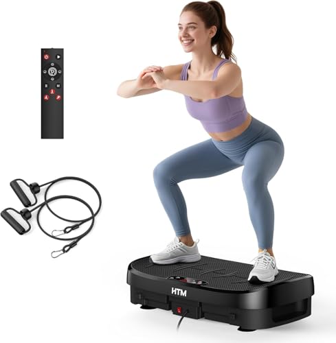 HTM Curved Vibration Plate Exercise Machine Whole Body Shake Plate with 150W Motor Resistance Band 330lbs Weight Capacity 120 Speeds Low Noise Vibration Board for Weight Loss Home Fitness - Image 1