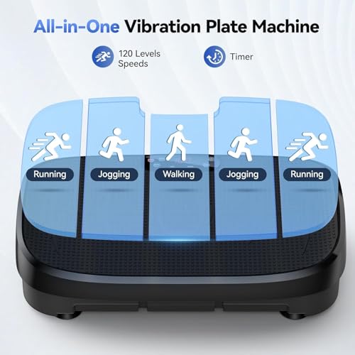 HTM Curved Vibration Plate Exercise Machine Whole Body Shake Plate with 150W Motor Resistance Band 330lbs Weight Capacity 120 Speeds Low Noise Vibration Board for Weight Loss Home Fitness - Image 3