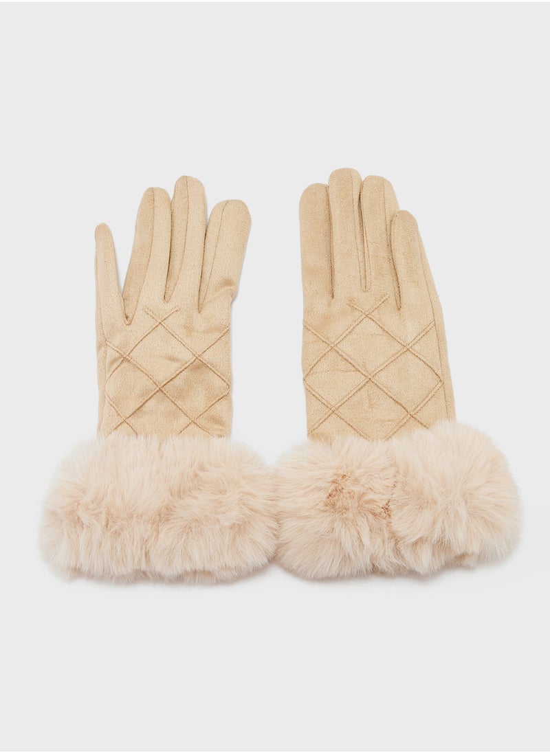 ELLA Faux Suede Fur Winter Gloves  - Image 2
