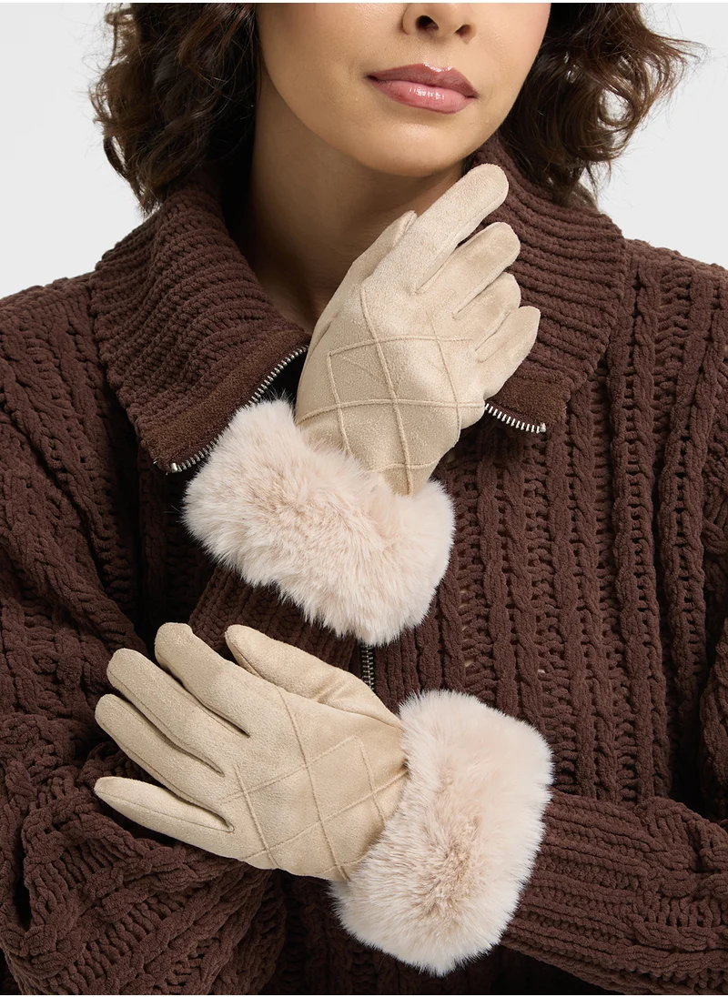 ELLA Faux Suede Fur Winter Gloves