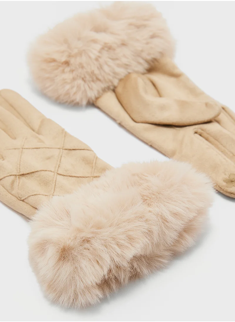 ELLA Faux Suede Fur Winter Gloves