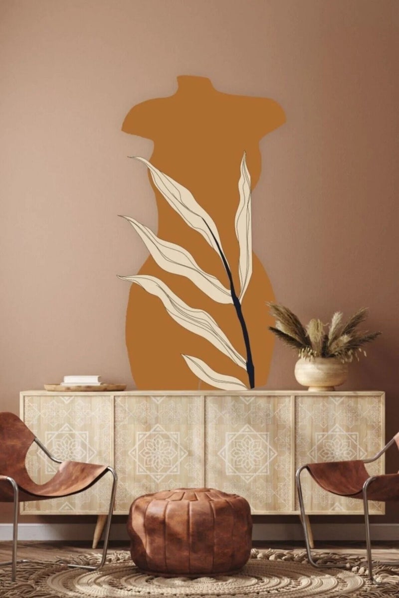Kt Grup Kt Group Bohemian Style Abstract Art Women and Leaves Special Design Wall Sticker - Image 1