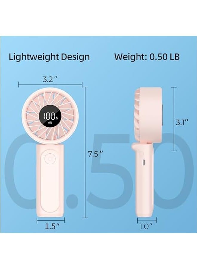 Handheld Portable Fan, 4000mAh USB Rechargeable Personal Fan, 180° Foldable Mini Desk Fan with 6 Wind Speed, LCD Digital Display, Lanyard as Neck Fan, Ultra Quiet - Image 2