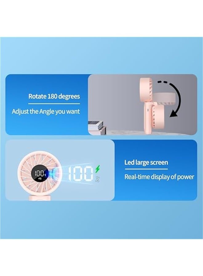 Handheld Portable Fan, 4000mAh USB Rechargeable Personal Fan, 180° Foldable Mini Desk Fan with 6 Wind Speed, LCD Digital Display, Lanyard as Neck Fan, Ultra Quiet - Image 4