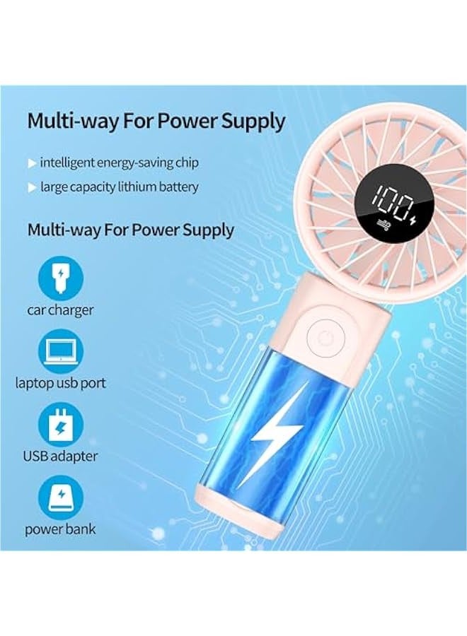 Handheld Portable Fan, 4000mAh USB Rechargeable Personal Fan, 180° Foldable Mini Desk Fan with 6 Wind Speed, LCD Digital Display, Lanyard as Neck Fan, Ultra Quiet - Image 5