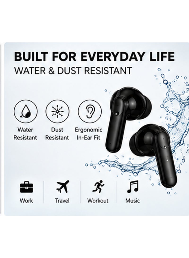 إبريت سماعات أذن لاسلكية iBRIT Buds Lite، بلوتوث 5.4، تقنية ENC لمكالمات واضحة، تحكم باللمس، شحن سريع USB-C، علبة شحن بشاشة LED، تشغيل 5-6 ساعات، مقاومة للماء والغبار - Image 4