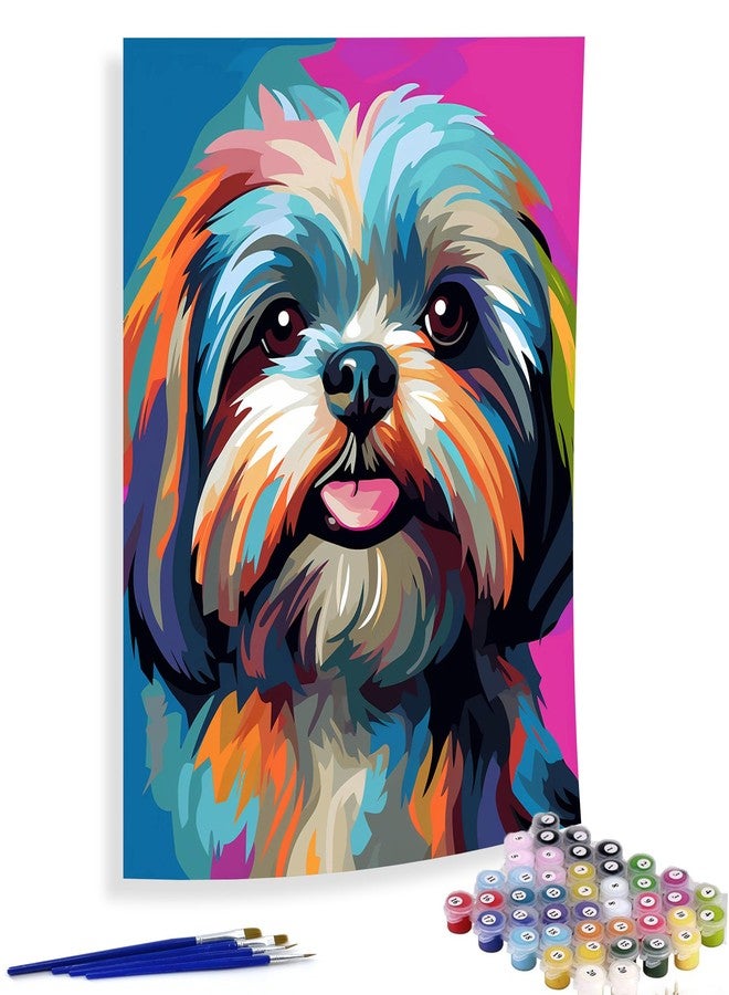 Diymood Paint by Numbers for Adults Dog, DIY Oil Painting Colorful Acrylic Paint by Number Kits for Adults Beginner for Home Wall Decor 16x20 inch - Image 1