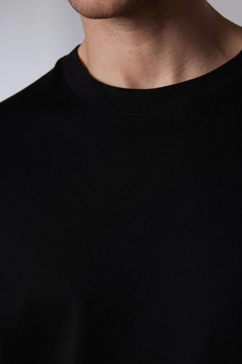 تودورس Relax Fit Comfortable Cut 100% Cotton Soft Textured Basic Crew Neck Black T-Shirt