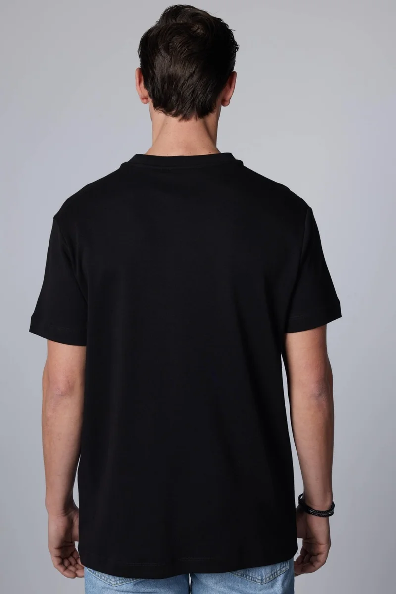 تودورس Relax Fit Comfortable Cut 100% Cotton Soft Textured Basic Crew Neck Black T-Shirt