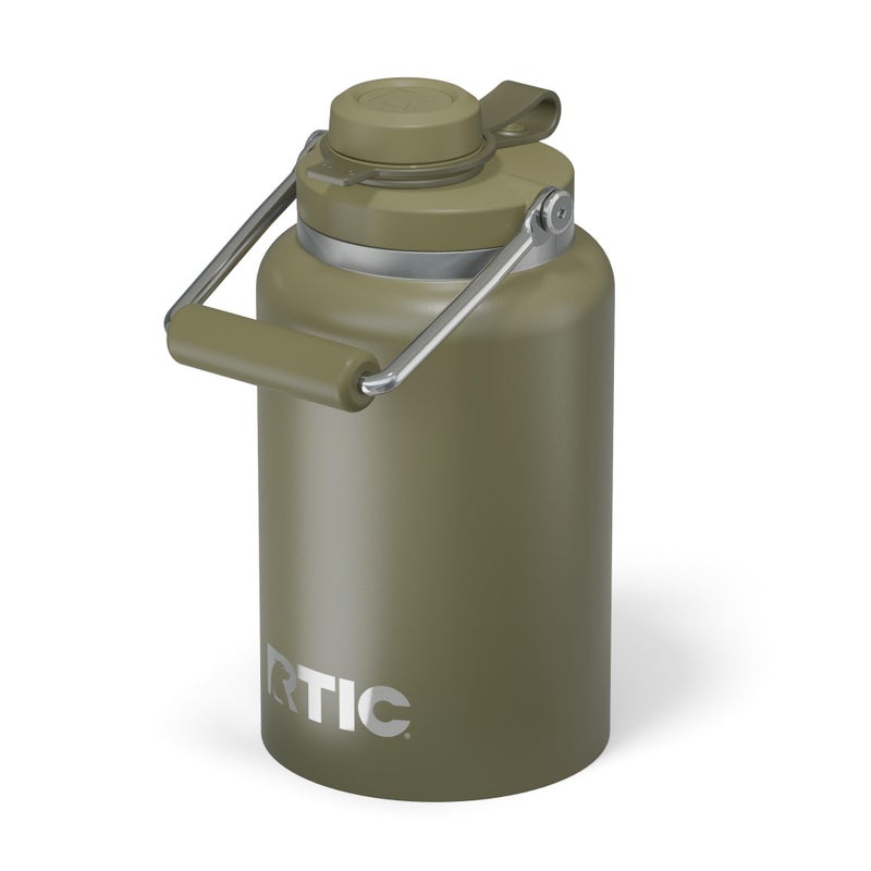 RTIC Half Gallon Outback Jug, Stainless Steel, Ceramic Lined Insulated Water Bottle with Lid and Handle, BPA-Free, Double Wall Vacuum Insulation, Olive - Image 1