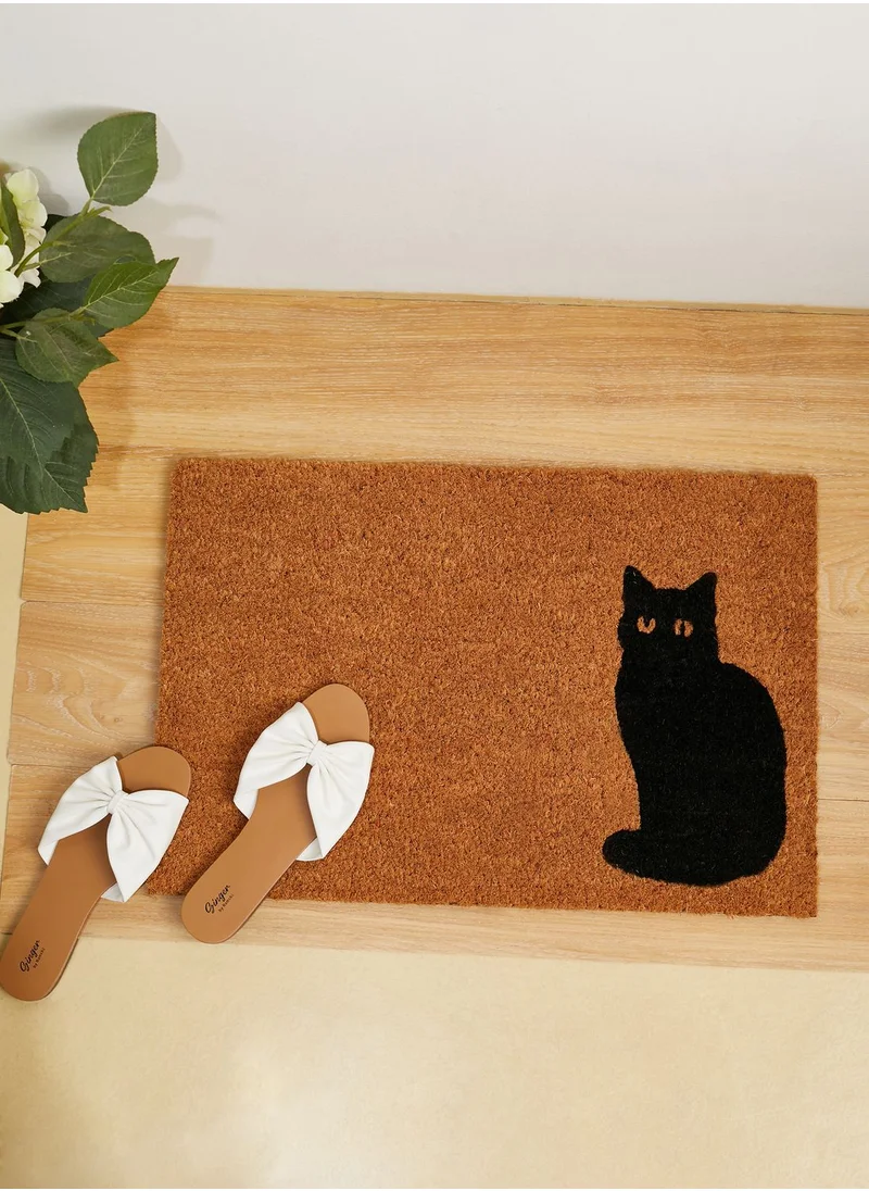 Premier Black Cat Door Mat 60 X 40Cm