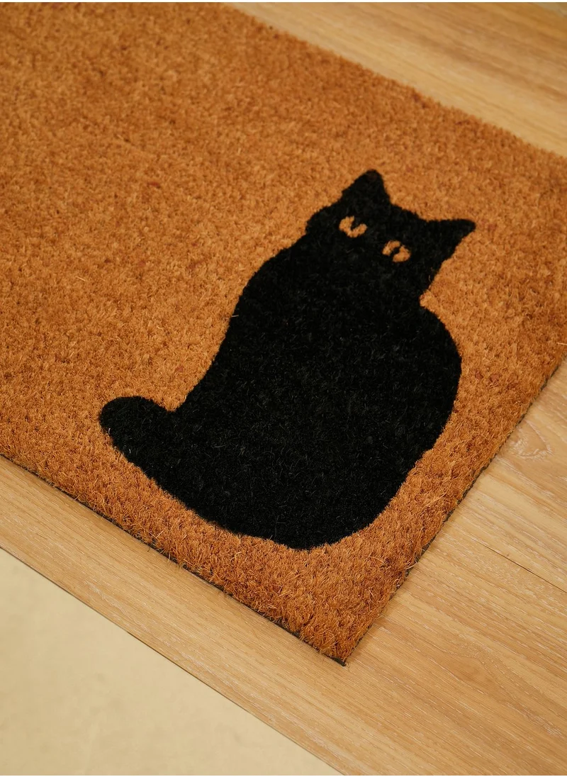 Premier Black Cat Door Mat 60 X 40Cm