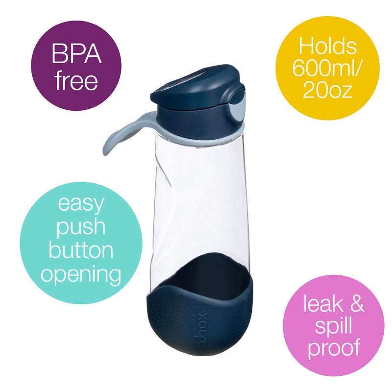 b.box Sport Spout Drink & Water Bottle | Easy Grip Bottle and Leakproof Lid | Cool Modern Child Friendly Design, Tilt and Sip | 600ml/20(mid night) - Image 2