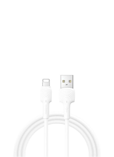 Recci, RTC-N26L, Recci Data and Charging Cable, Supports 2.4A Fast Charging, Lightning Port, 100cm Cable Length, White.