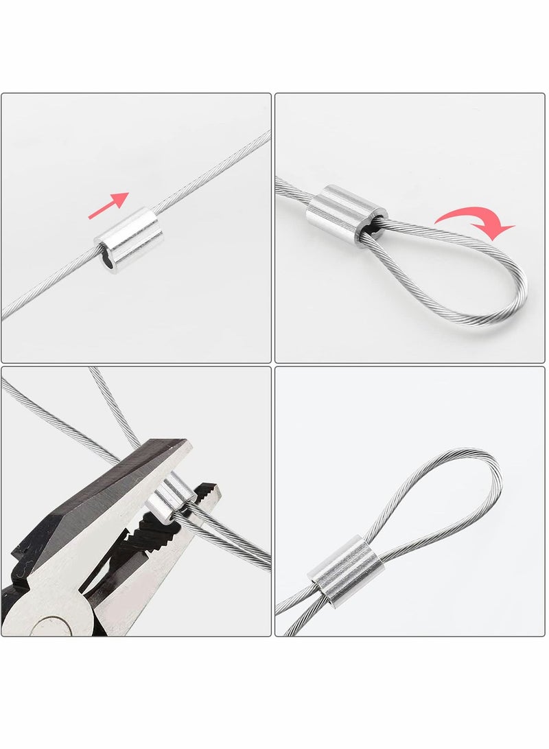 Excefore Aluminum Crimping Loop Sleeve 1/16", Cable Ferrule Wire Rope Sleeves Loop Sleeve (200 Pcs)  - Image 3