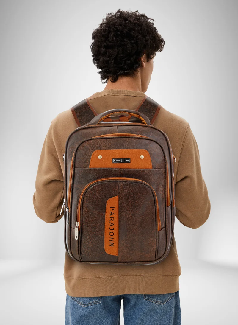 PARAJOHN  Para John PU Leather Backpack – Stylish 16 Inch Laptop Backpack with Multiple Compartments & Durable Zipper  | Best Price UAE
