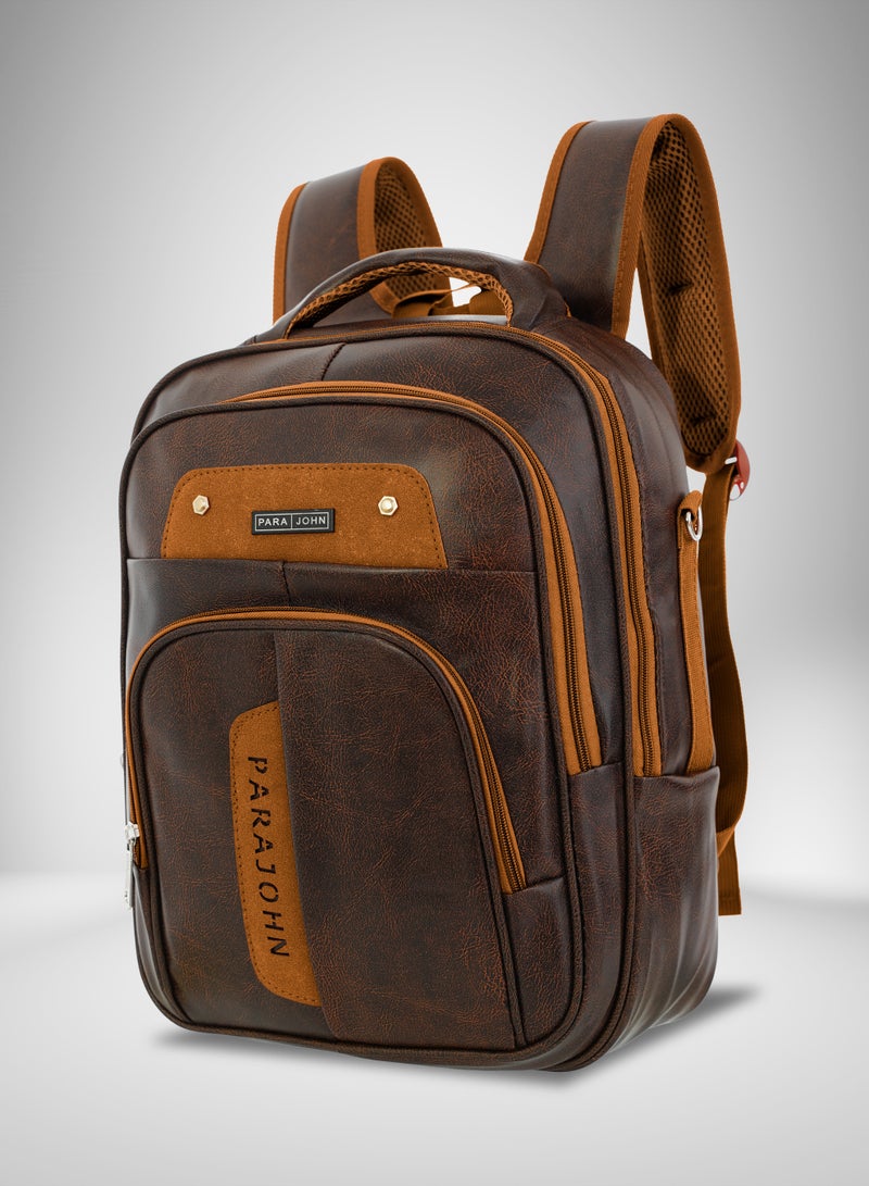 PARAJOHN Para John PU Leather Backpack – Stylish 16 Inch Laptop Backpack with Multiple Compartments & Durable Zipper - Image 2