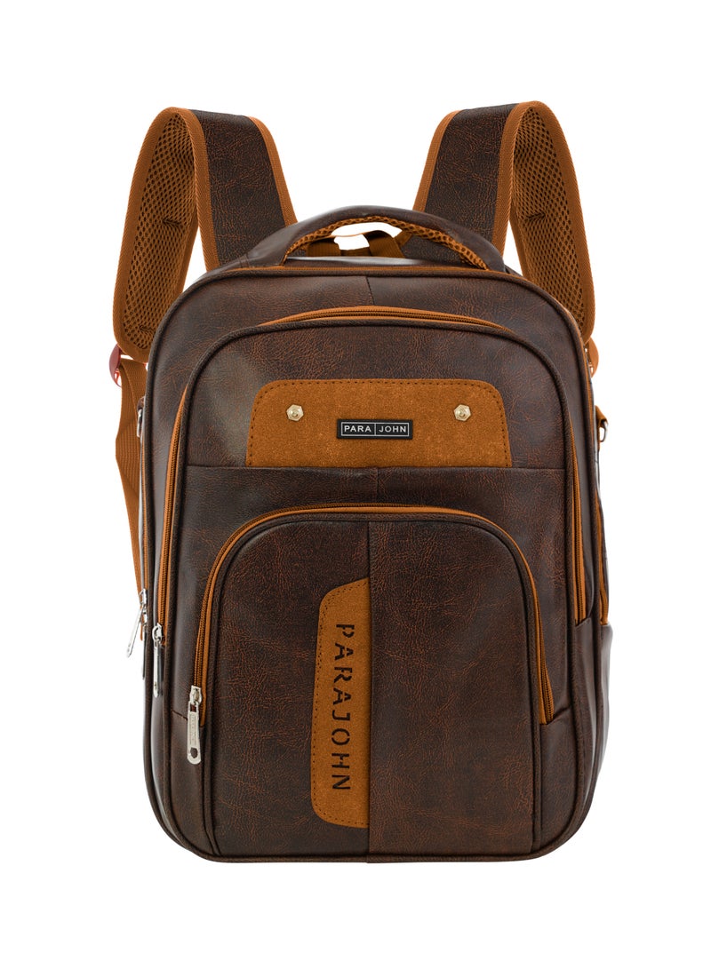 PARAJOHN Para John PU Leather Backpack – Stylish 16 Inch Laptop Backpack with Multiple Compartments & Durable Zipper - Image 1