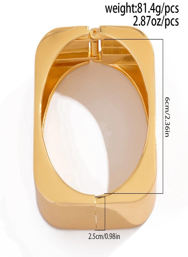 eartif Chunky Gold Bangle for Women Trendy Square Wide Cuff Bangle Stackable Bangles Bracelets 2PCS Big Gold Bangles Set Gold jewelry Gift (2PCS) - Image 3