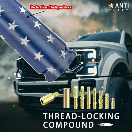 HVSTTPK Car Truck Bullet Antenna with Valve Stem Caps for F150 F250 F350 Super Chevrolet Duty Raptor Dodge Ram 1500 2500 3500,Pickup Jeep Accessories（Black ）- American Flag Design-Car Wash Safe - Image 3