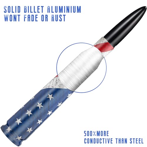 HVSTTPK Car Truck Bullet Antenna with Valve Stem Caps for F150 F250 F350 Super Chevrolet Duty Raptor Dodge Ram 1500 2500 3500,Pickup Jeep Accessories（Black ）- American Flag Design-Car Wash Safe - Image 4