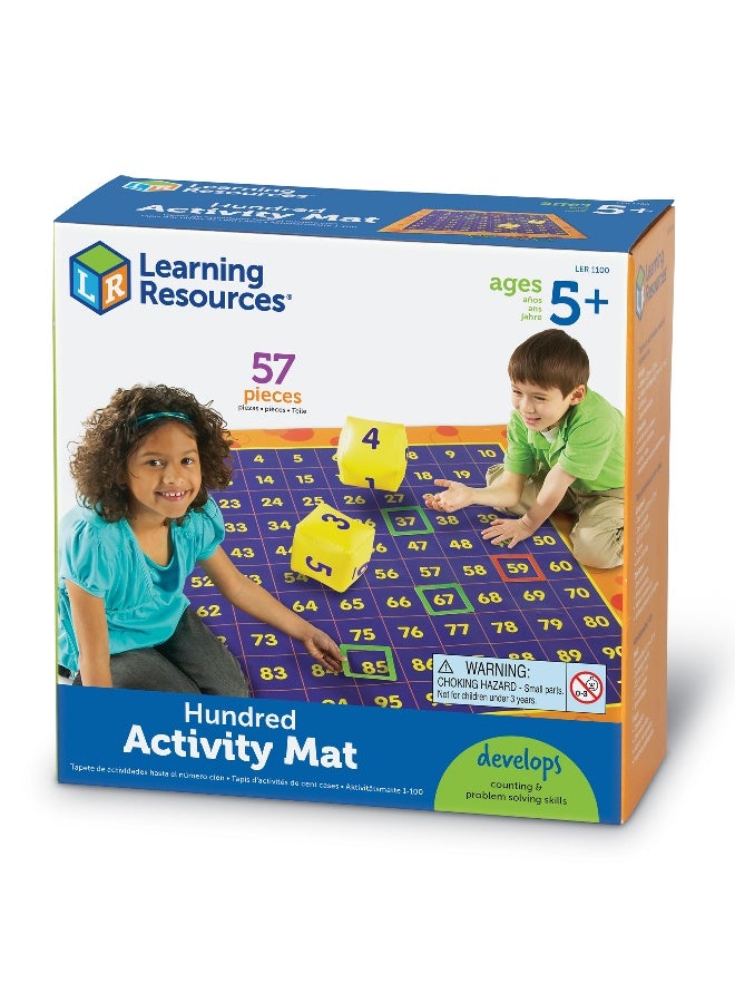 ليرننج ريسورسز مجموعة أنشطة حصيرة هيب هوب هاندرد من ليرنينج ريسورسز، حصيرة أرضية عملاقة للعد وأنماط الأرقام، تتضمن مكعبين قابلين للنفخ و54 إطارًا رقميًا، لعبة رياضيات للأعمار من 5 سنوات فما فوق - Image 1