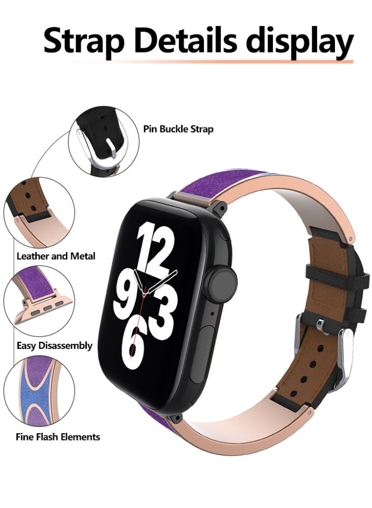 Apple Watch Strap Pop Art Style Strap 42/44/45/46/49mm Adjustable for Men and Women with Metal Needle Buckle Strap Suitable for iWatch Series 7/SE/6/5/4/3/2/1 Rose Gold Apple Band - Image 2