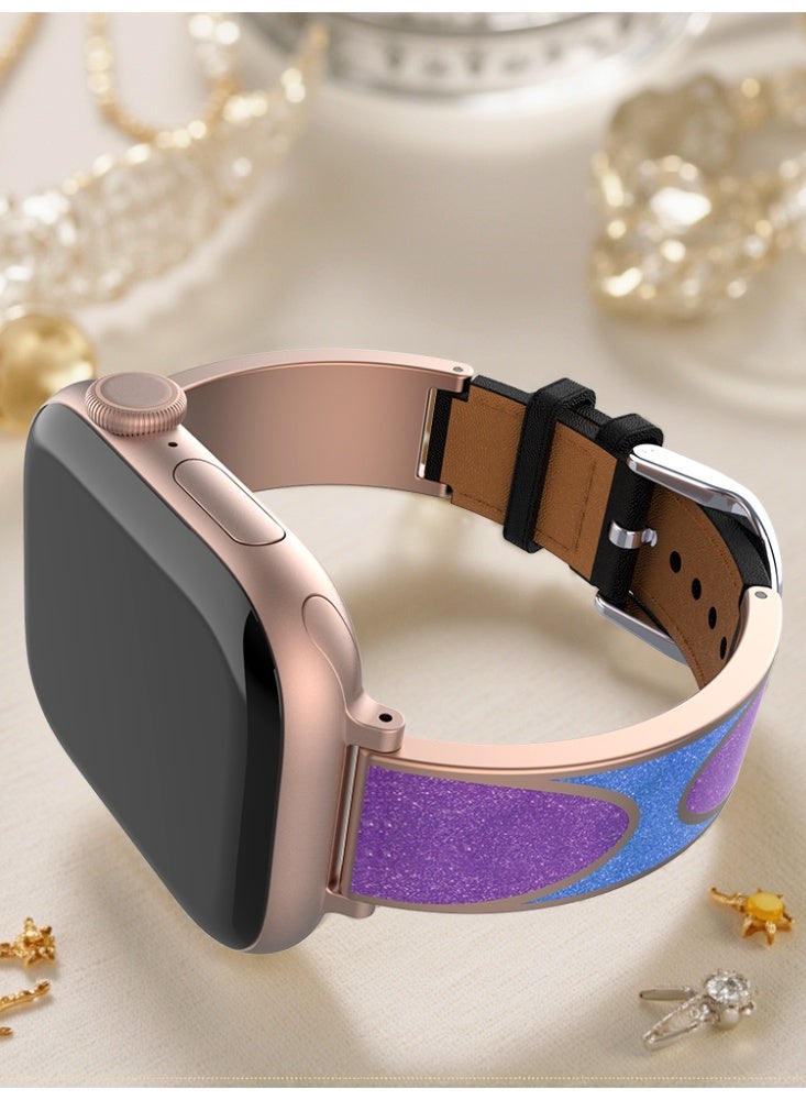 Apple Watch Strap Pop Art Style Strap 42/44/45/46/49mm Adjustable for Men and Women with Metal Needle Buckle Strap Suitable for iWatch Series 7/SE/6/5/4/3/2/1 Rose Gold Apple Band - Image 5