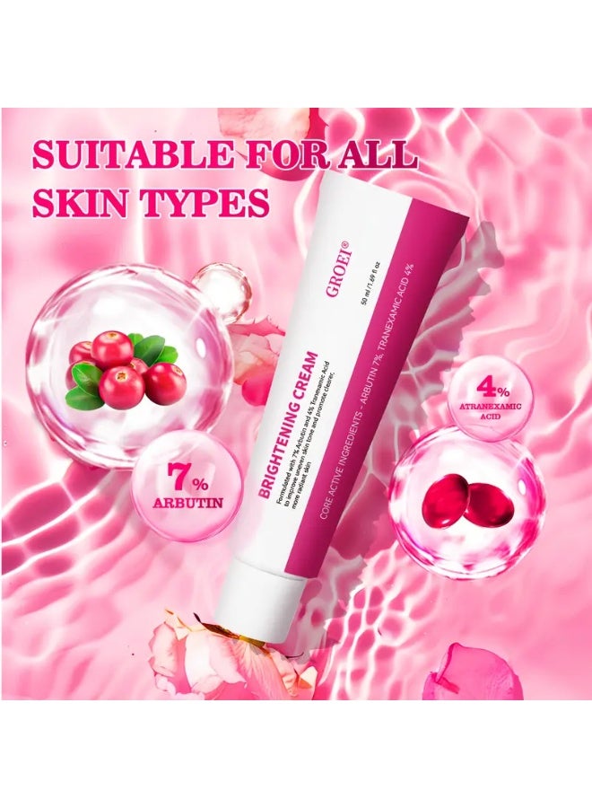 GROEI 50ml Brightening Cream with 7% Arbutin and 4% - Suitable for all Light Beige tones, Brightening and firming cream, spot-reducing moisturiser, evens out Light Beige, boosts radiance, complexion care products - Image 4