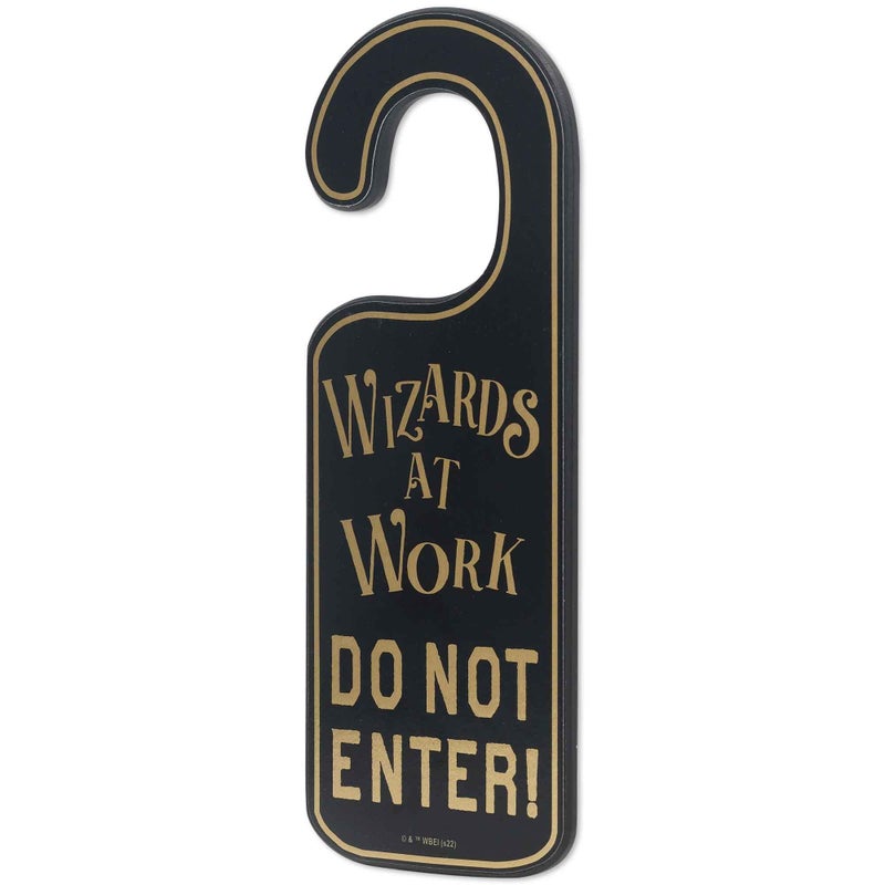 Open Road Brands Harry Potter Double-Sided Reversible Wood Door Hanger - Wizards at Work and Hogwarts Vistors Welcome - Image 2