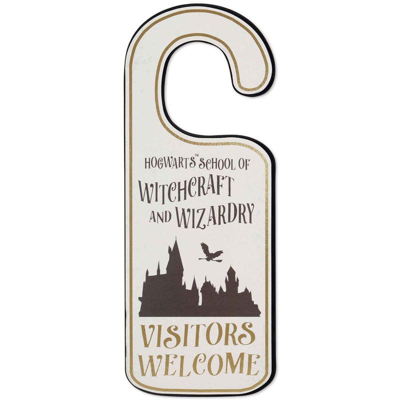 Open Road Brands Harry Potter Double-Sided Reversible Wood Door Hanger - Wizards at Work and Hogwarts Vistors Welcome - Image 3