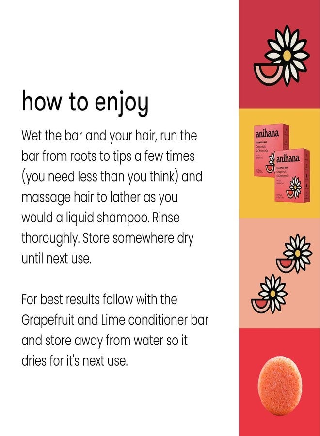 ANIHANA Shampoo Bar for Dry Damaged Safe For Color Treated Hair Moisturizing Hydrating Healthy Looking Hair Paraben Free Grapefruit and Chamomile 2.29 oz - Image 4