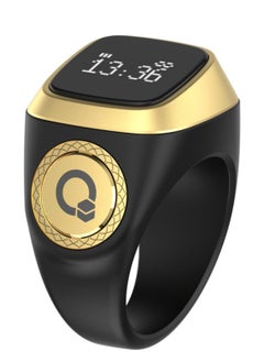 Smart Tasbih Ring for Tasbeeh with Dhikr - Prayer Time Reminder - Vibration Reminder, Tasbeeh Counter and LED Call - Size 18 - black Color