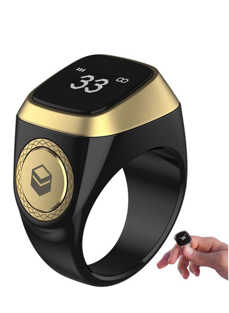 iQIBLA - Smart Tasbih Ring for Tasbeeh with Dhikr - Prayer Time Reminder - Vibration Reminder, Tasbeeh Counter and LED Call - Size 18 - black Color - Image 1