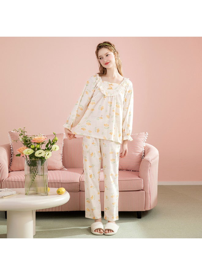 Fenton women's Pure Cotton Lightweight Long-sleeve Wearable Loungewear Set - Image 5
