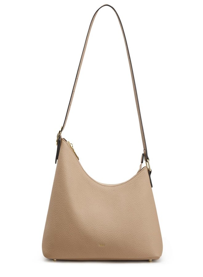 Kattee Shoulder Bag for Women Trendy, Leather Hobo Handbags and Purses, Work Tote Curved Designer Bag with Card Pockets & Adjustable Strap, Apricot - Image 1