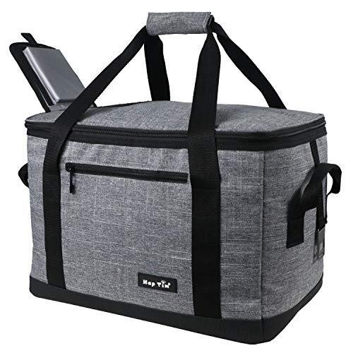 Hap Tim Soft Cooler Bag 40Can Large Reusable Grocery Bags Soft Sided Collapsible Travel Cooler for Outdoor Travel Hiking Beach Picnic BBQ PartyUS13634Grey - Image 1