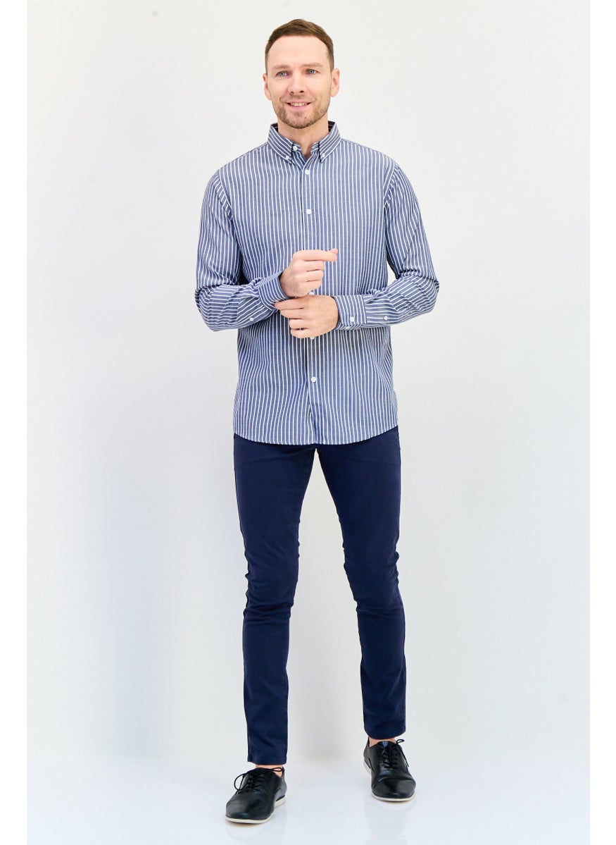 English Laundry Men Regular Fit Stripe Long Sleeves Casual Shirt, Multicolor  - Image 4