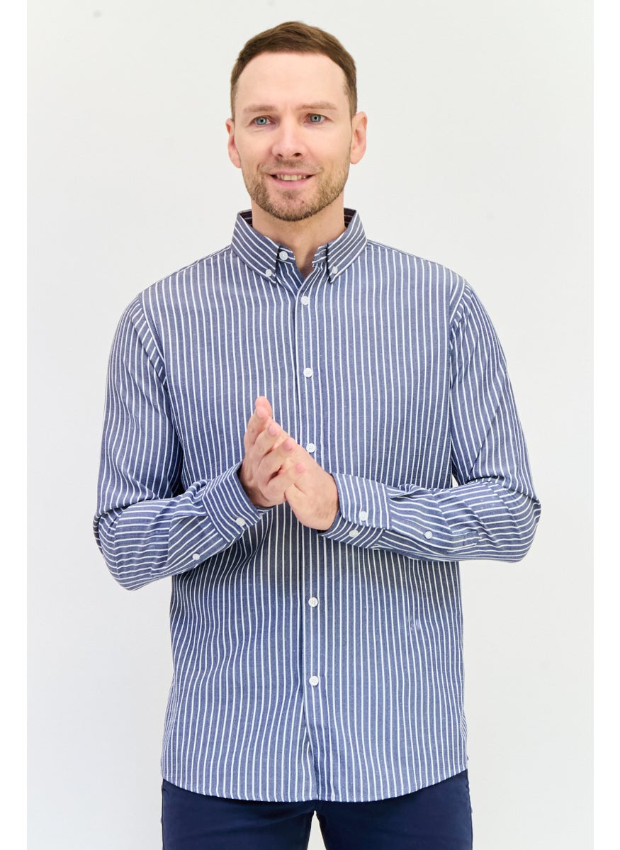 English Laundry Men Regular Fit Stripe Long Sleeves Casual Shirt, Multicolor  - Image 1