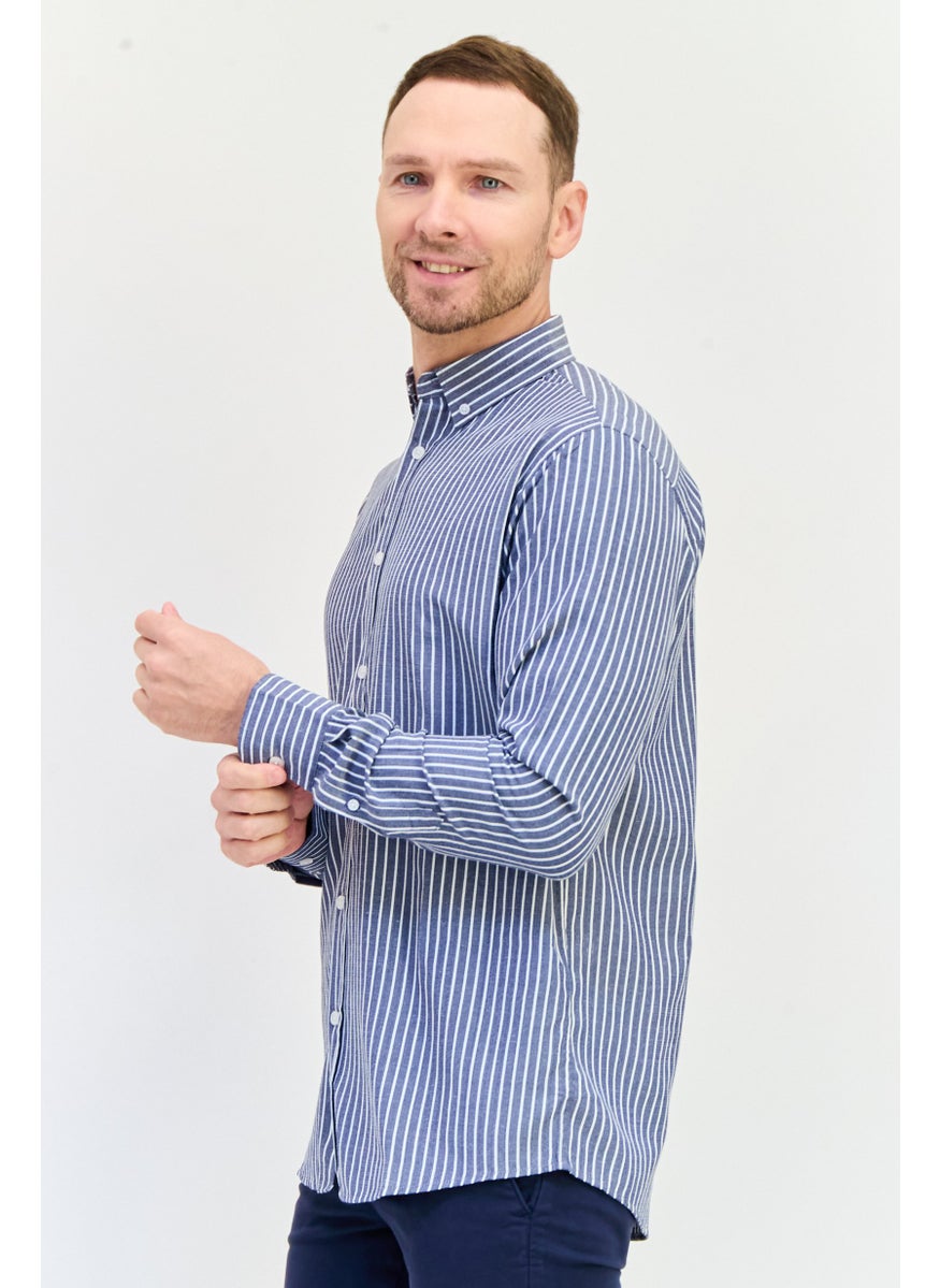 English Laundry Men Regular Fit Stripe Long Sleeves Casual Shirt, Multicolor  - Image 2