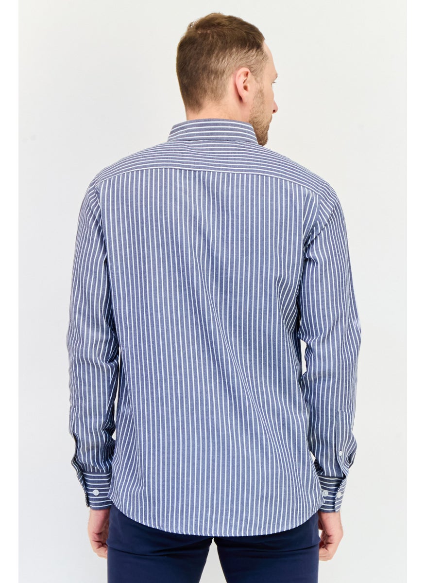 English Laundry Men Regular Fit Stripe Long Sleeves Casual Shirt, Multicolor  - Image 3