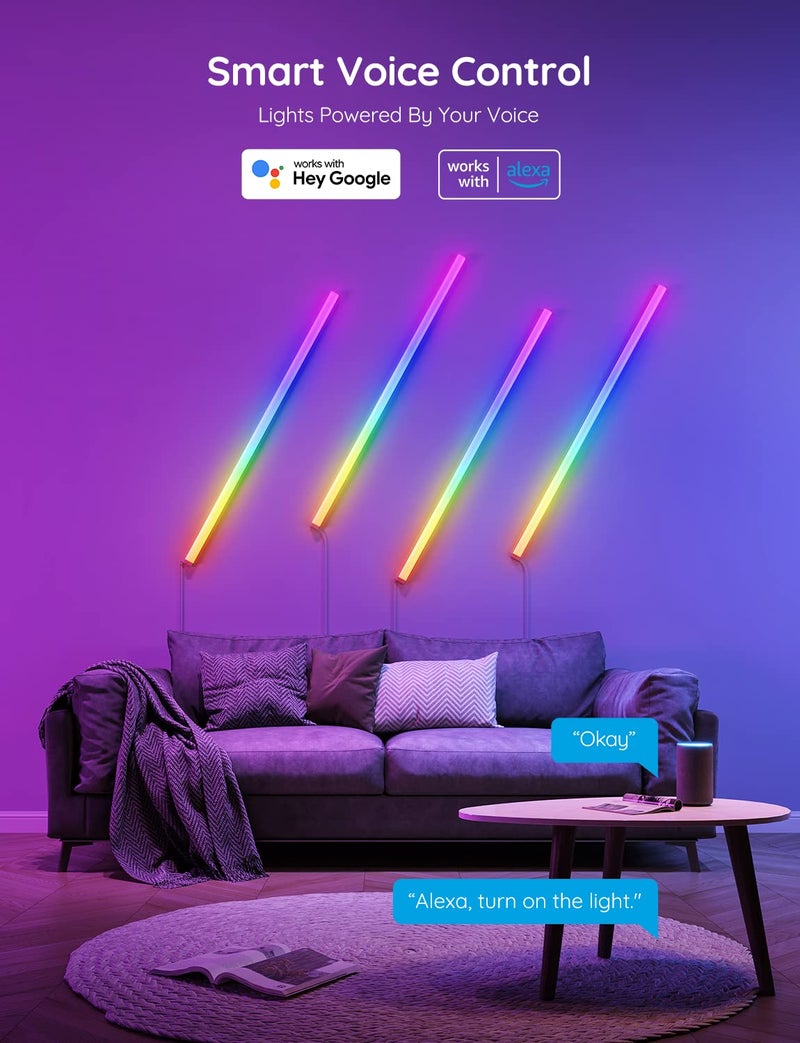 Govee Glide Wall Lights, RGBIC LED Light, Smart Gaming Light Works with Alexa and Google Assistant, RGB Lights Bar, LED Wall Lights for Bedroom, 2 Panels Set (3 Sections/Panel) - Image 4