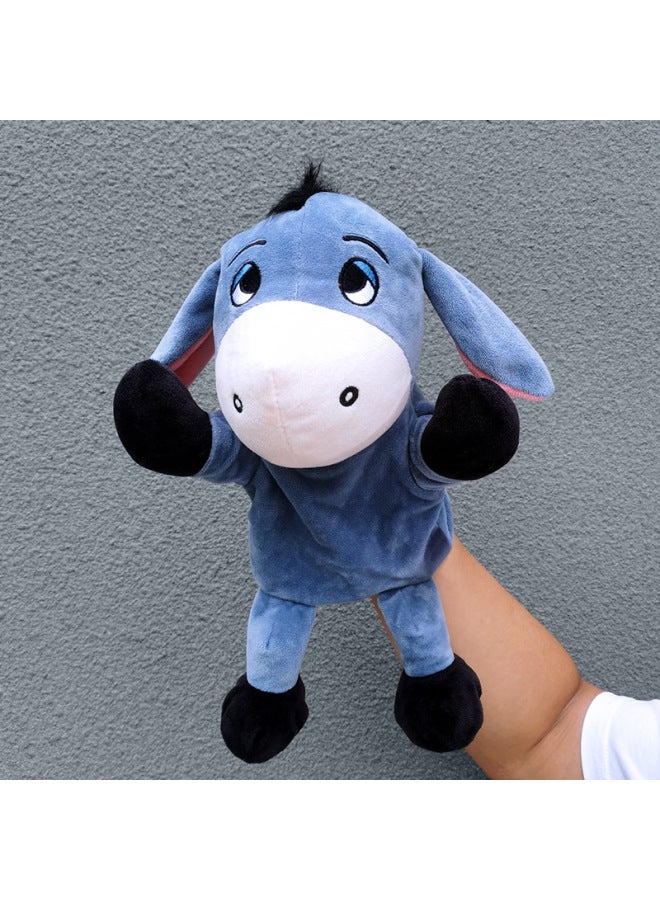 Full-body Hand Doll Toy Animal Gloves Doll Open Mouth Ventroll Doll Parent-child Interactive Performance Early Childhood Education-Color:Donkey-Height:30cm Large Hand Puppet  - Image 1