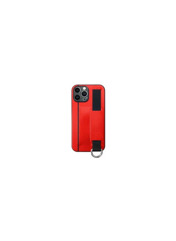 CATANES iPhone 13 Pro Max Case Cover with Hand Strap Finger Grip Loop and Card Holder Slot Red  - Image 1