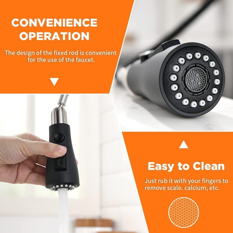 OWOFAN Black Kitchen Faucets with Pull Down Sprayer Kitchen Sink Faucet with Pull Out Sprayer Single Hole Deck Mount Single Handle Stainless Steel Grifos De Cocina 866068R - Image 4