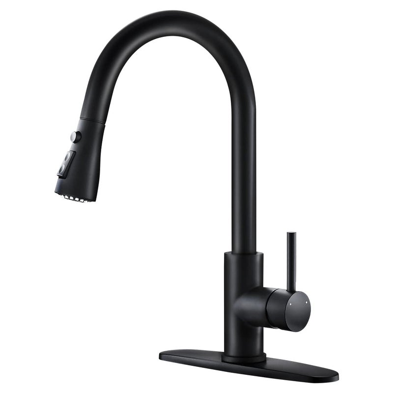 OWOFAN Black Kitchen Faucets with Pull Down Sprayer Kitchen Sink Faucet with Pull Out Sprayer Single Hole Deck Mount Single Handle Stainless Steel Grifos De Cocina 866068R - Image 1