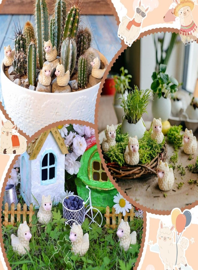 Geelin 50 Pcs Mini Resin Alpaca Figurines Bulk Mini Resin Figurines Decorations for Micro Landscape Office Garden Desk Party Tabletop Decor - Image 3